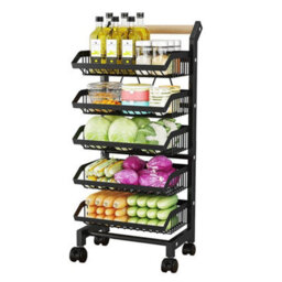 105 Cm Utility Detachable Baskets Cart Home Storage Kitchen Trolley Shelf Rack Bedroom - thumbnail 1