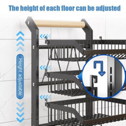 105 Cm Utility Detachable Baskets Cart Home Storage Kitchen Trolley Shelf Rack Bedroom - thumbnail 4