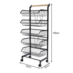 105 Cm Utility Detachable Baskets Cart Home Storage Kitchen Trolley Shelf Rack Bedroom - thumbnail 2