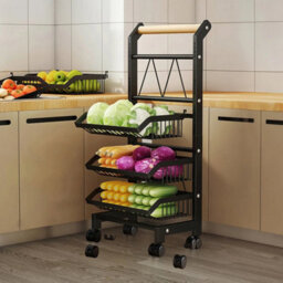 105 Cm Utility Detachable Baskets Cart Home Storage Kitchen Trolley Shelf Rack Bedroom - thumbnail 5