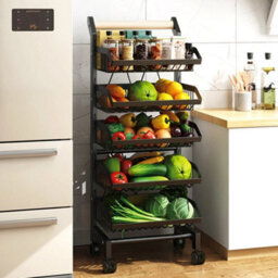 105 Cm Utility Detachable Baskets Cart Home Storage Kitchen Trolley Shelf Rack Bedroom - thumbnail 6