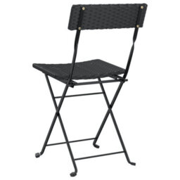 Berkfield Folding Bistro Chairs 8 Pcs Black Poly Rattan And Steel - thumbnail 7