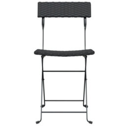 Berkfield Folding Bistro Chairs 8 Pcs Black Poly Rattan And Steel - thumbnail 4