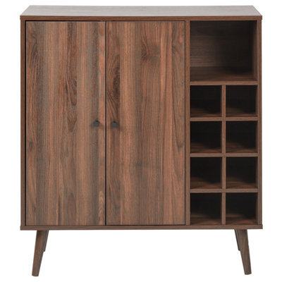 Wyld And Coco Aurora Home Sideboard Dark Engineered Wood 2-Door With 8-Bottle Wine Rack - image 1