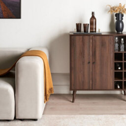 Wyld And Coco Aurora Home Sideboard Dark Engineered Wood 2-Door With 8-Bottle Wine Rack - thumbnail 2