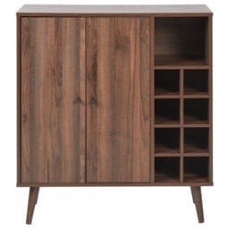 Wyld And Coco Aurora Home Sideboard Dark Engineered Wood 2-Door With 8-Bottle Wine Rack - thumbnail 1