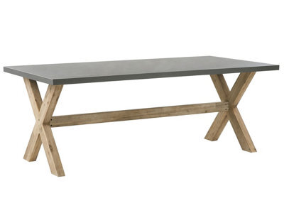 Beliani Garden Dining Table Olbia 200 Cm 100 Cm Concrete Grey - image 1