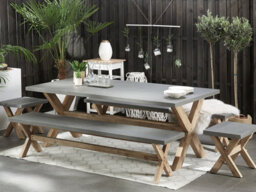 Beliani Garden Dining Table Olbia 200 Cm 100 Cm Concrete Grey - thumbnail 2