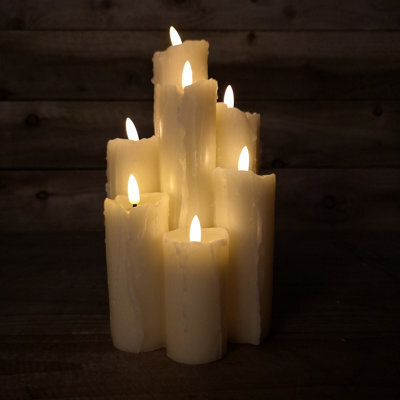 Samuel Alexander 7 Flame Battery Operated Melted Edge Christmas Wax Candle With Timer - image 1