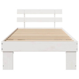 Berkfield Modern Bed Frame With Headboard White 100X200 Cm Solid Wood Pine - thumbnail 5