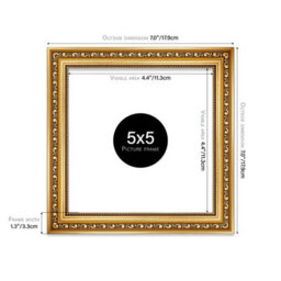 5X5 Gold Ornate Picture Frame (12.7 X 12.7Cm) Poster, Photo, Artwork, Gallery Wall Or Print - thumbnail 2