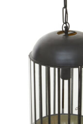 Orsina Black Metal Pendant Light, Capsule Cage Frame With Clear Glass Panels, Handcrafted Hanging Light Fixture - thumbnail 5