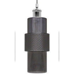 Long Life Lamps Company Modern Vintage Ceiling Pendant Lamp Shade Smoked Grey Cylindrical Glass H3045 - thumbnail 3