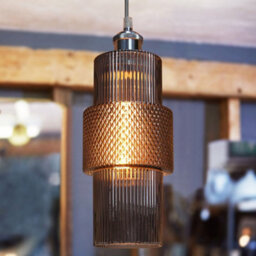 Long Life Lamps Company Modern Vintage Ceiling Pendant Lamp Shade Smoked Grey Cylindrical Glass H3045 - thumbnail 6