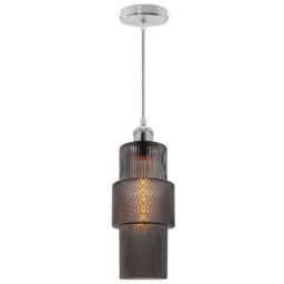 Long Life Lamps Company Modern Vintage Ceiling Pendant Lamp Shade Smoked Grey Cylindrical Glass H3045 - thumbnail 4