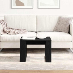 Berkfield Black Oak Side Table - 50X50X35 Cm, Made From Engineered Wood - thumbnail 4