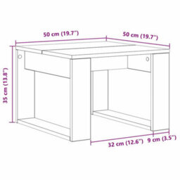 Berkfield Black Oak Side Table - 50X50X35 Cm, Made From Engineered Wood - thumbnail 9