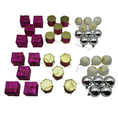 SecureFix Direct Traditional Mixed Christmas Tree Decorations X2 (Xmas Baubles Festive)