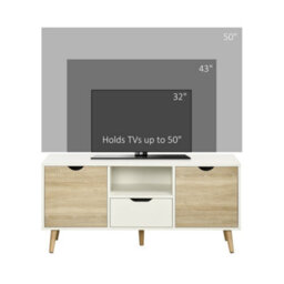 Homcom Tv Cabinet Entertainment Centre W/ Storage Cabinet And Drawer, Natural - thumbnail 6