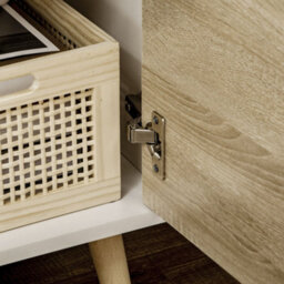 Homcom Tv Cabinet Entertainment Centre W/ Storage Cabinet And Drawer, Natural - thumbnail 9