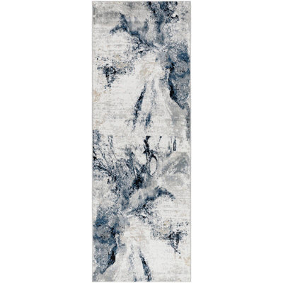 Livabliss Jolie-Abstract Blue Grey Beige Black Modern Marble Living Dining Bedroom Rug 60 X 90 Cm Easy Care, Non Shedding - image 1