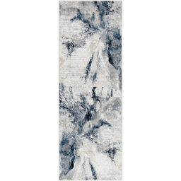Livabliss Jolie-Abstract Blue Grey Beige Black Modern Marble Living Dining Bedroom Rug 60 X 90 Cm Easy Care, Non Shedding - thumbnail 1