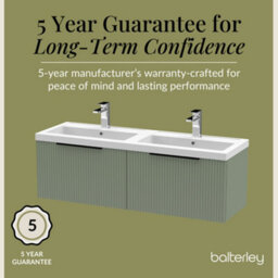 Balterley Fluted Front Wall Hung 2-Drawer Bathroom Vanity Unit With Double Basin, 1200mm, Satin Green, Black Handles - thumbnail 6
