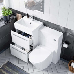 Nes Home 1000 mm Basin 2 Drawer Vanity Cabinet And White Modern Wc Toilet Pan Combo Suite - thumbnail 2