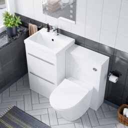 Nes Home 1000 mm Basin 2 Drawer Vanity Cabinet And White Modern Wc Toilet Pan Combo Suite - thumbnail 3