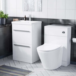Nes Home 1000 mm Basin 2 Drawer Vanity Cabinet And White Modern Wc Toilet Pan Combo Suite - thumbnail 1