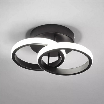 22W 24Cm Modern Led Ceiling Light Cold White Chandelier Metal Black Wall Lamp - image 1