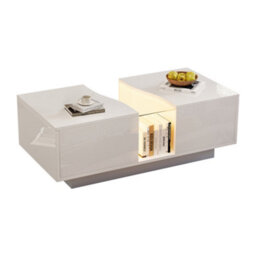 Btm Led Coffee Table With 2 Drawers, 16Colour Lights, High Gloss Centre Table For Living Room, White - thumbnail 7