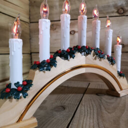 Samuel Alexander Premier Wooden Christmas Candle Bridge Arch With 7 Flickering Candle Bulbs Mains Operated - thumbnail 2