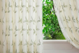 Luxury Living Leaf Embroidered Tulle Voile Curtains Ring Top Sage - thumbnail 2