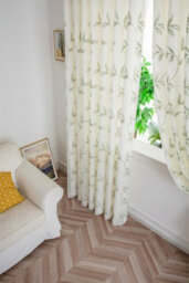 Luxury Living Leaf Embroidered Tulle Voile Curtains Ring Top Sage - thumbnail 9