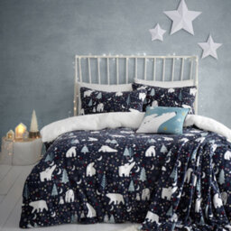 Fusion Starry Night Cosy Fleece Blue Duvet Cover Set