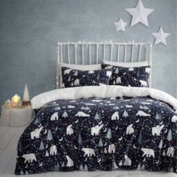 Fusion Starry Night Cosy Fleece Blue Duvet Cover Set - thumbnail 2