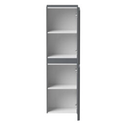 Affine 1400mm Tall Bathroom Wall Hung Storage Cabinet Cupboard Soft Close Gloss Grey - thumbnail 4