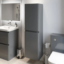Aveli 1400mm Tall Bathroom Wall Hung Storage Cabinet Cupboard Soft Close Gloss Grey