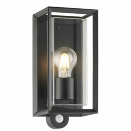 First Choice Lighting Brandon - Black Outdoor Motion Sensor Ip44 Security Wall Light - thumbnail 1