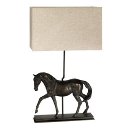 Luminosa Lighting Dorado Bronze Patina Large Horse Statuette Table Lamp, Rectangle Shade - thumbnail 2