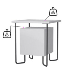 Fwstyle 1 Door Bedside Table Cabinet Matt White Black Metal Frame Modern Design - thumbnail 2
