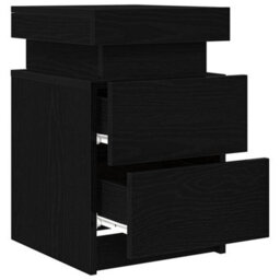 Berkfield Bedside Cabinet With Led Lights 2 Pcs Black Oak 35X39X55 Cm - thumbnail 5