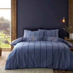 Catherine Lansfield Bedding Brushed Cotton Melrose Tweed Check Reversible Duvet Cover Set With Pillowcase Blue - thumbnail 2