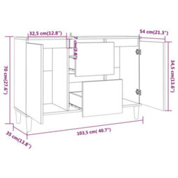 Berkfield Sideboard Smoked Oak 103.5X35X70 Cm Engineered Wood - thumbnail 8