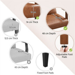 Yaheetech Brown Modern Faux Leather Accent Chair With Solid Wood Legs - thumbnail 5