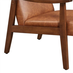 Yaheetech Brown Modern Faux Leather Accent Chair With Solid Wood Legs - thumbnail 9