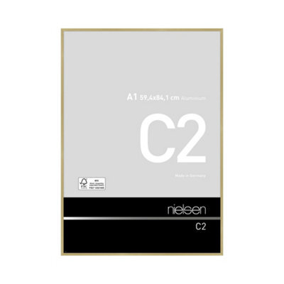 Nielsen C2 Brushed Gold Aluminium Picture Frame A1, 59.4X84.1Cm - With Float Glass And Push/turn Clips - image 1