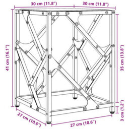 Berkfield Coffee Table With Transparent Glass Top 30X30X41 Cm Steel - thumbnail 9