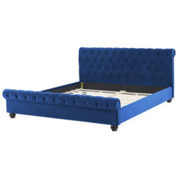 Beliani Bed Velvet Avallon 180 X 200 Cm (Eu Super King) Navy Blue - thumbnail 5